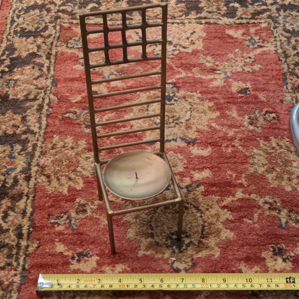 EUC figural gold metal pillar candle holder